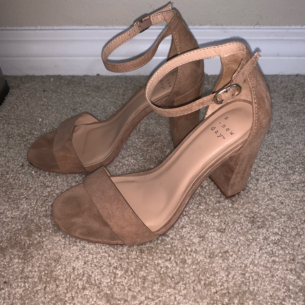 Nude Tan Block Heels